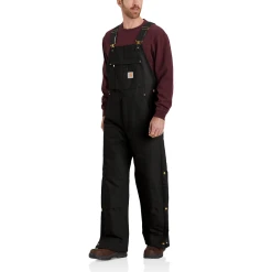 CARHARTT #104393BLK MEN'S Mens's Loose Fit Firm Duck Insulated Bib Overall In Black