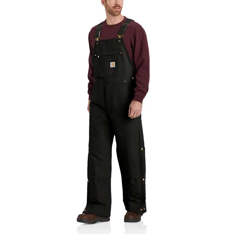 CARHARTT #104393BLK MEN'S Mens's Loose Fit Firm Duck Insulated Bib Overall In Black 3 CARHARTT #104393BLK MEN'S Mens's Loose Fit Firm Duck Insulated Bib Overall In Black