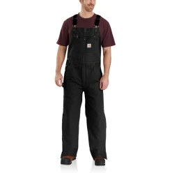 CARHARTT QUILT LINED WASHED DUCK BIB OVERALLS BLACK 104031