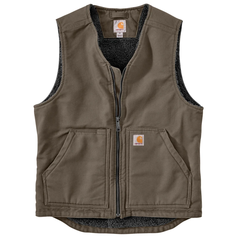 CARHARTT WASHED DUCK SHERPA LINED VEST 104394 3 CARHARTT WASHED DUCK SHERPA LINED VEST 104394