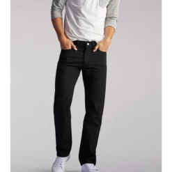 LEE MEN'S REGULAR FIT STRAIGHT LEG JEANS IN DOUBLE BLACK