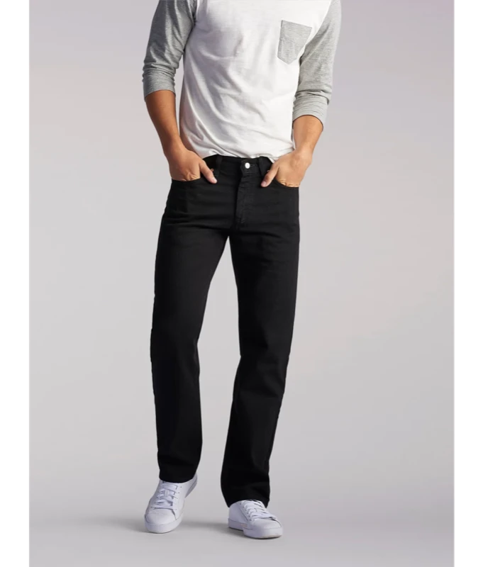 LEE MEN'S REGULAR FIT STRAIGHT LEG JEANS IN DOUBLE BLACK - Image 5