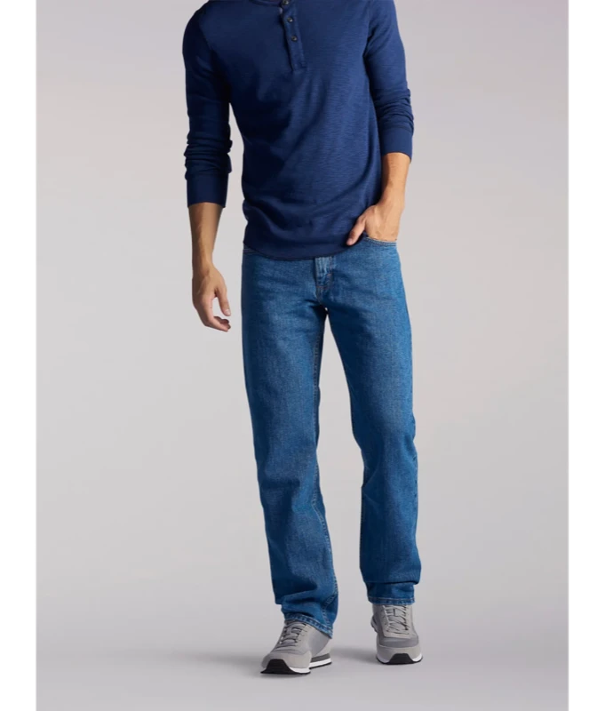 LEE MEN'S REGULAR FIT STRAIGHT LEG JEANS IN PEPPER STONEWASH 3 LEE MEN'S REGULAR FIT STRAIGHT LEG JEANS IN PEPPER STONEWASH