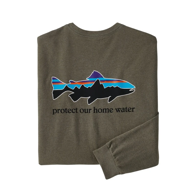 PATAGONIA Men's Long Sleeved Home Water Trout ResponsibiliTee #37574 4 PATAGONIA Men's Long Sleeved Home Water Trout ResponsibiliTee #37574 - Image 2